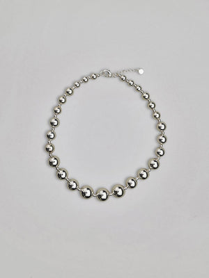 BEAD NECKLACE SILVER BIG