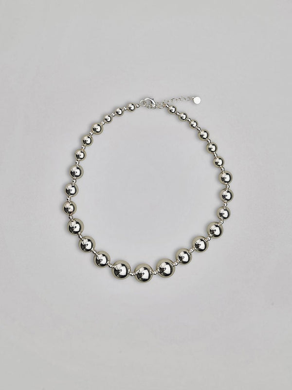 BEAD NECKLACE SILVER BIG