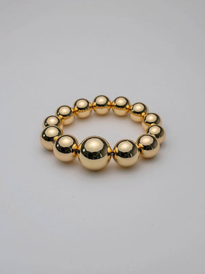 BIG BEAD BRACELET ELASTIC GOLD
