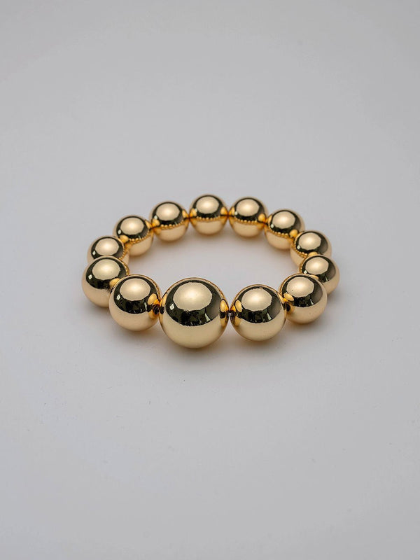 BIG BEAD BRACELET ELASTIC GOLD