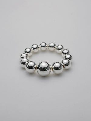 BIG BEAD BRACELET ELASTIC SILV