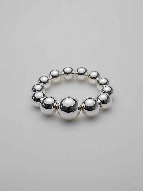 BIG BEAD BRACELET ELASTIC SILV