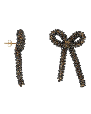 BIG BOW BEADED EARRINGS DARK