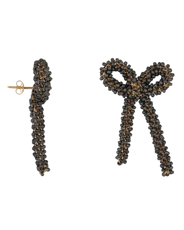 BIG BOW BEADED EARRINGS DARK