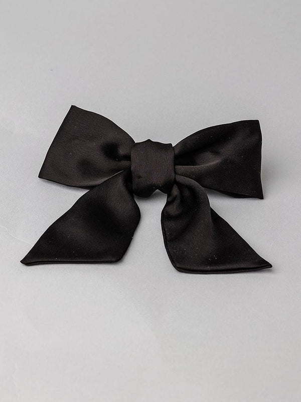 BOW HAIR CLIP SATIN BLACK
