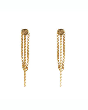 FLAT COIN CHAIN STUD EARRING
