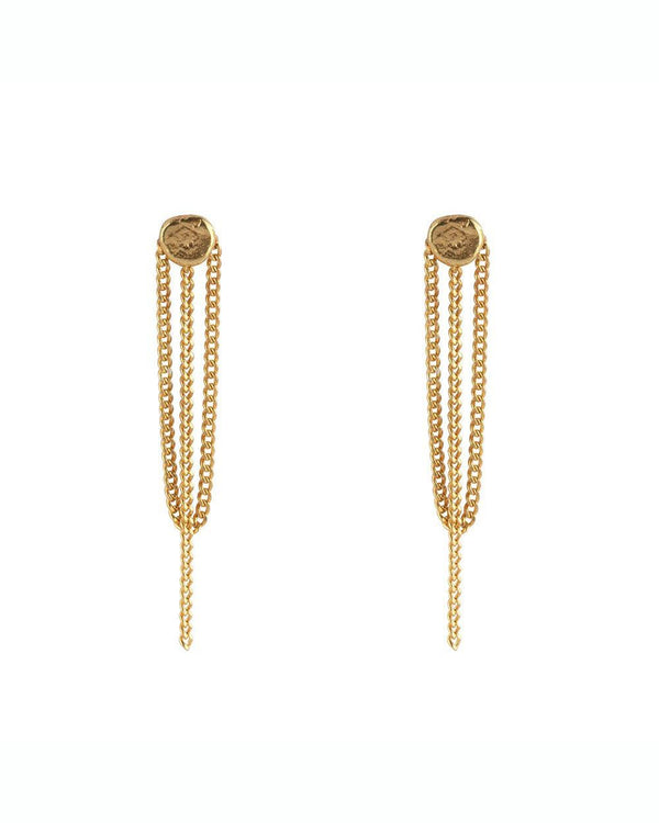 FLAT COIN CHAIN STUD EARRING
