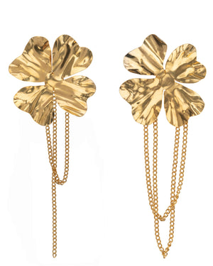 FOLDED FLOWER CHAIN EARRING GP