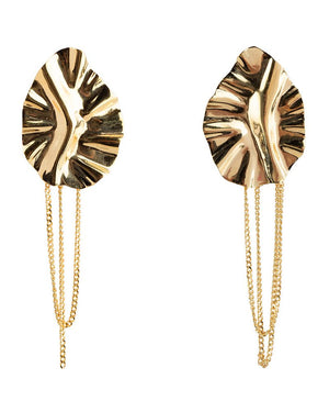 FOLDED LEAF CHAIN EARRING GP