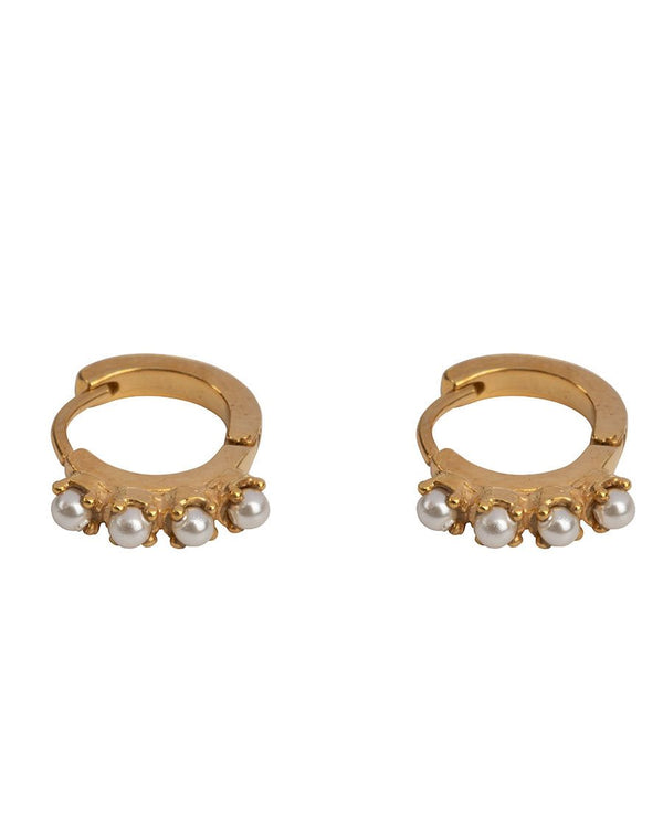FOUR PEARLS HOOP EARRING GP