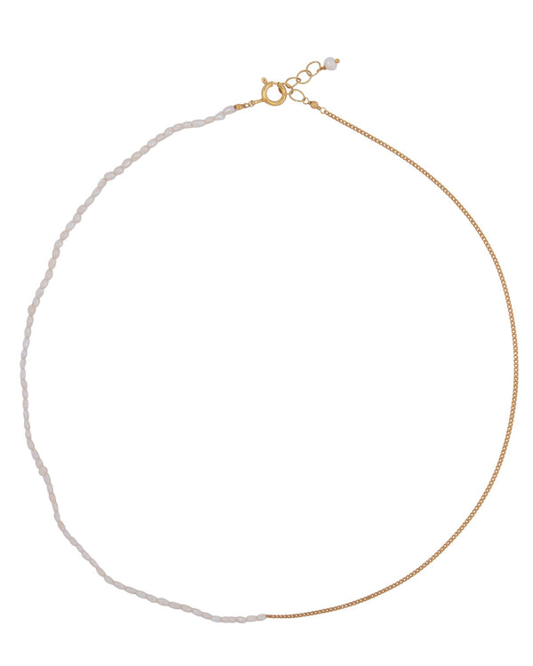 HALF PEARL HALF CHAIN NECKLACE