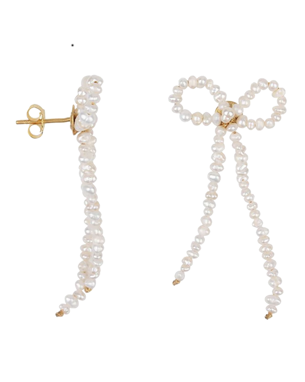 PEARL BOW EARRINGS GP