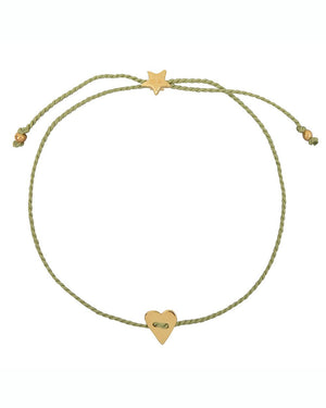 PLAIN HEART BRACELET GREEN GP