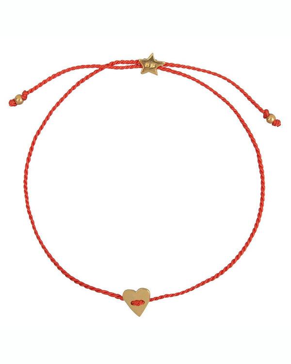 PLAIN HEART BRACELET RED GP