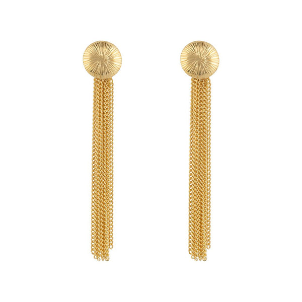 RIBBED MED MOON CS EARRING GP