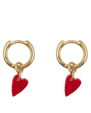 SMALL HOOP RESIN HEART EARRING