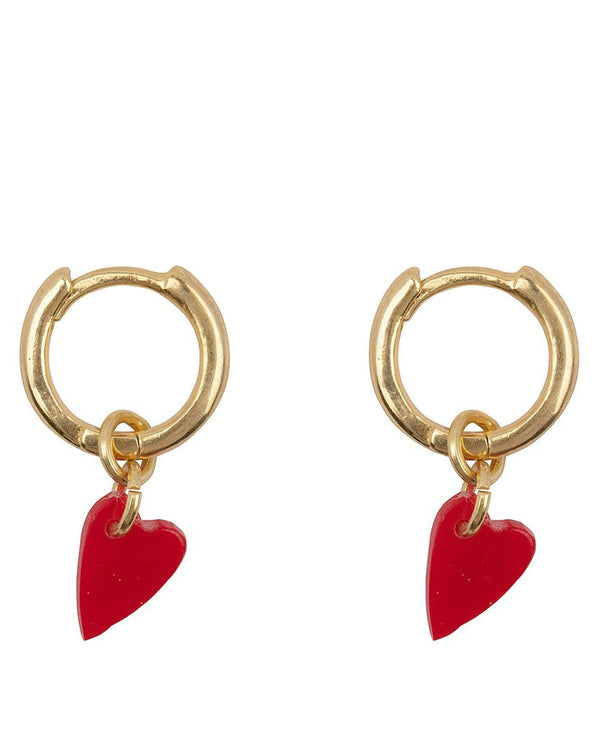 SMALL HOOP RESIN HEART EARRING