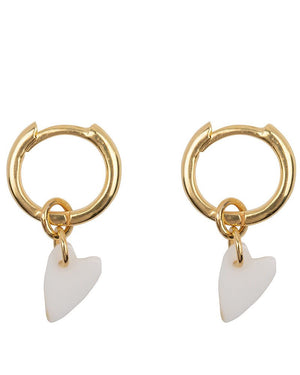 SMALL HOOP RESIN HEART EARRING