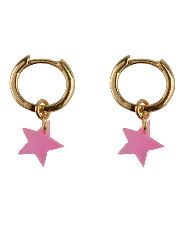 SMALL HOOP RESIN STAR GP PINK