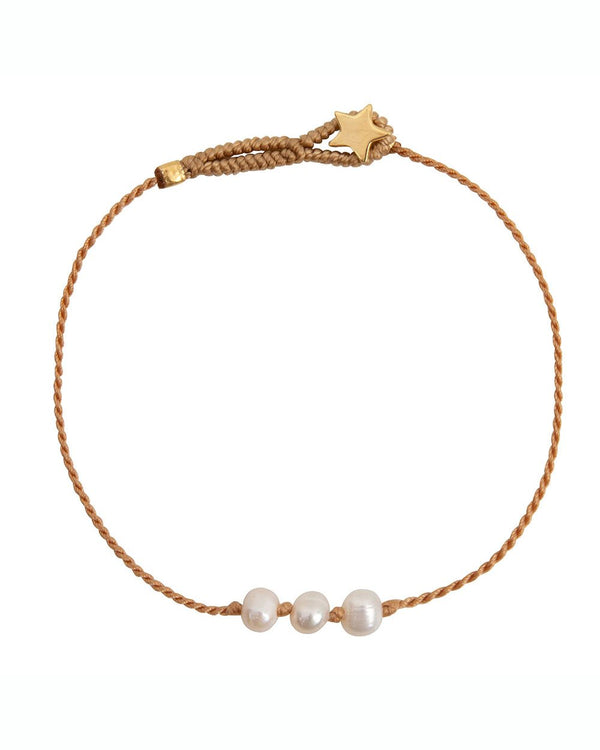 THREE PEARL SILK BRACELET GP
