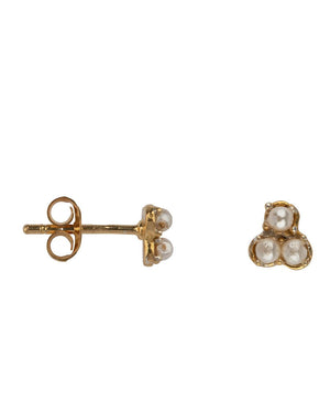 THREE PEARL STUD EARRING GP