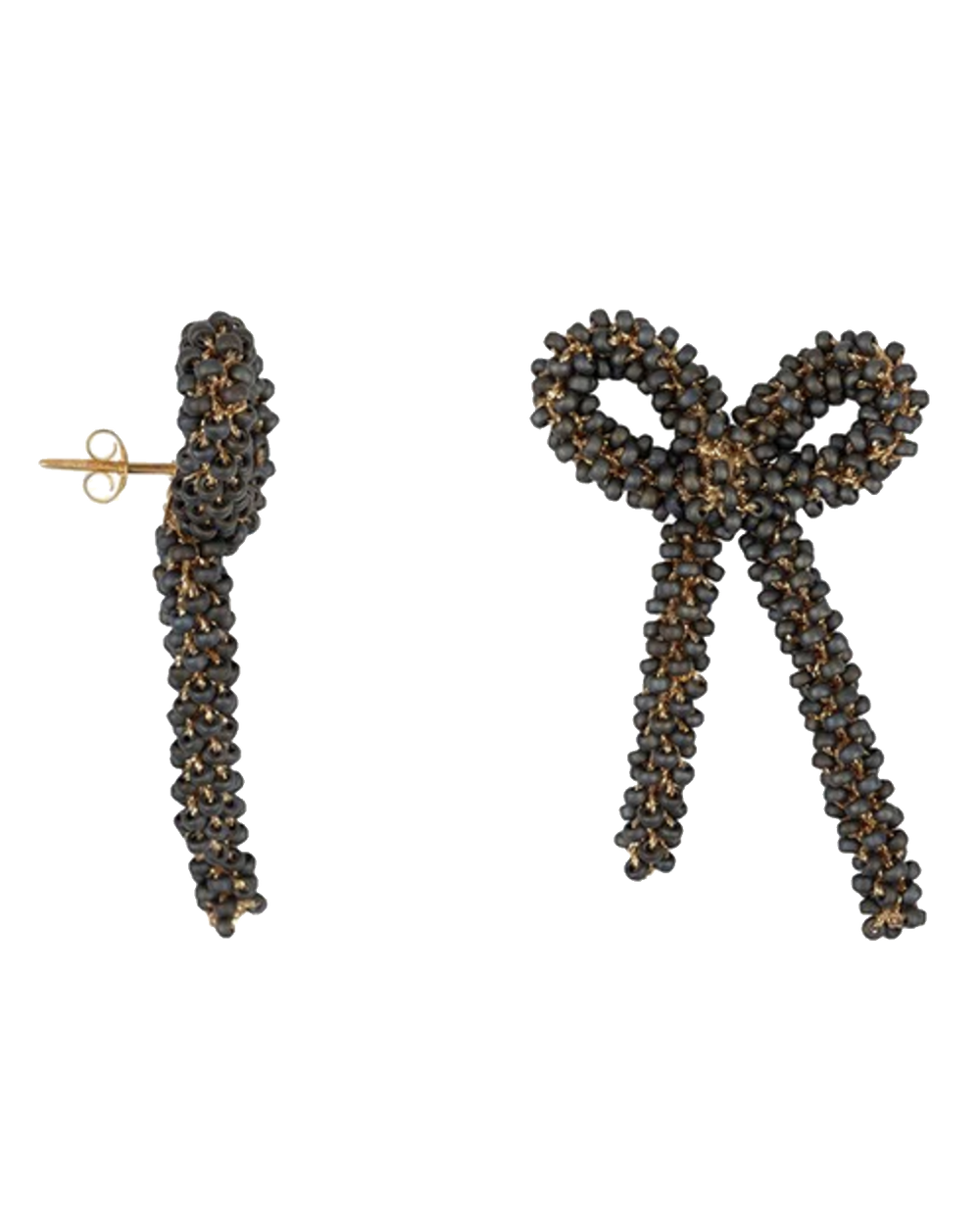BIG BOW BEADED EARRINGS DARK