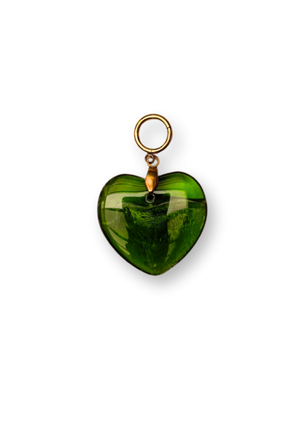 HEART GLASS GREEN PENDANT