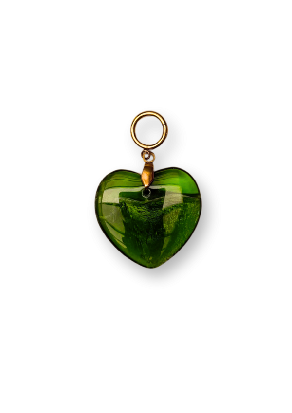 HEART GLASS GREEN PENDANT