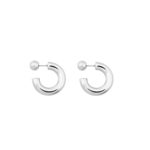 HOOP DOT EARRINGS SILVER
