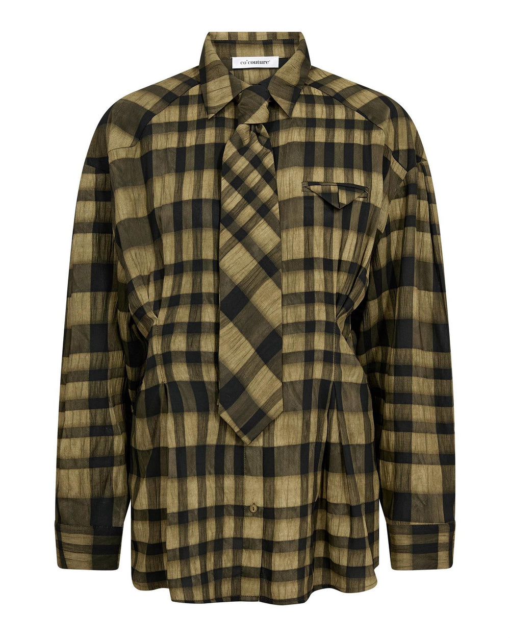KYELCC CHECK TIE PLEAT SHIRT