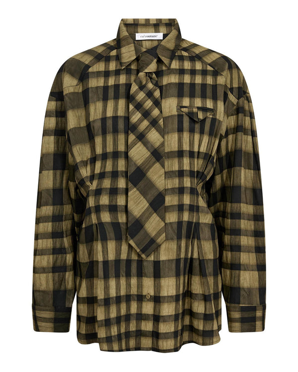 KYELCC CHECK TIE PLEAT SHIRT