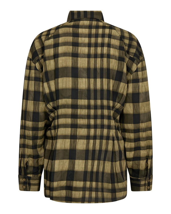 KYELCC CHECK TIE PLEAT SHIRT