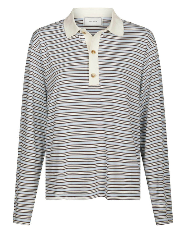 LIRENNE STRIPED POLO BLOUSE