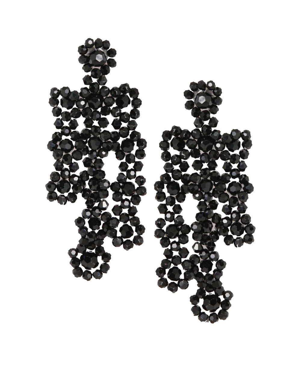 LONG EARRINGS BLACK RHINESTONE
