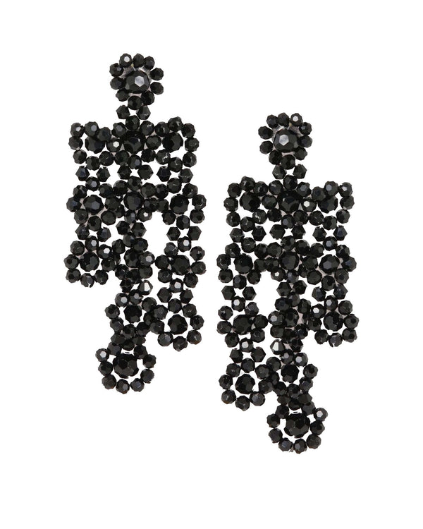 LONG EARRINGS BLACK RHINESTONE