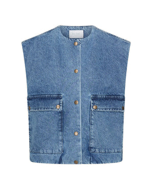 MAGGIE DENIM SLEEVELESS JACKET