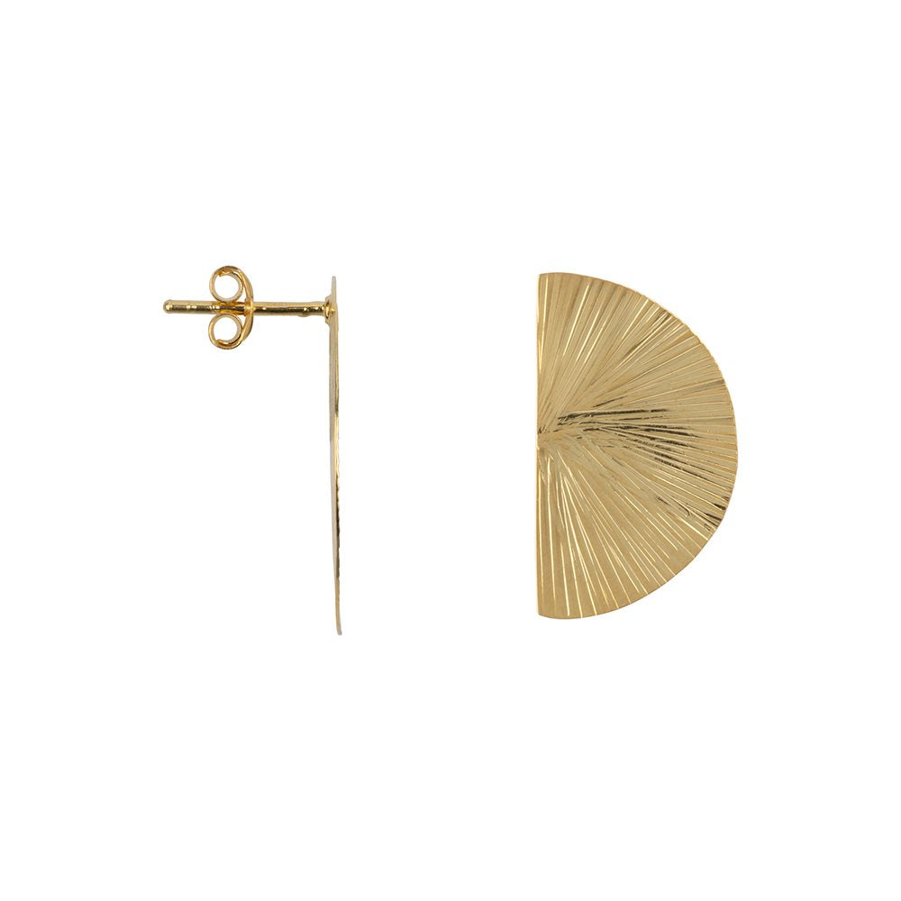 RIBBED HALF MOON EARRING GP